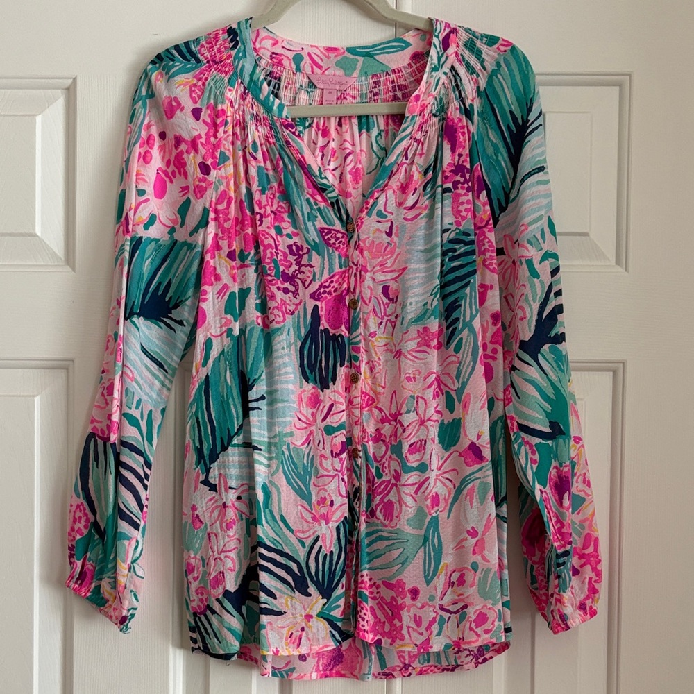 Lilly Pulitzer Pink and Green Blouse